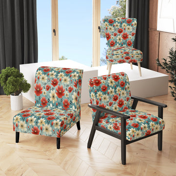 Red Coastal Harmony Floral Pattern - Cottage Arm Chair